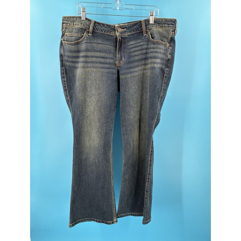 Hollister Low Rise Boot Jeans Womens 18R W34 Dark Wash Floral Embroidered